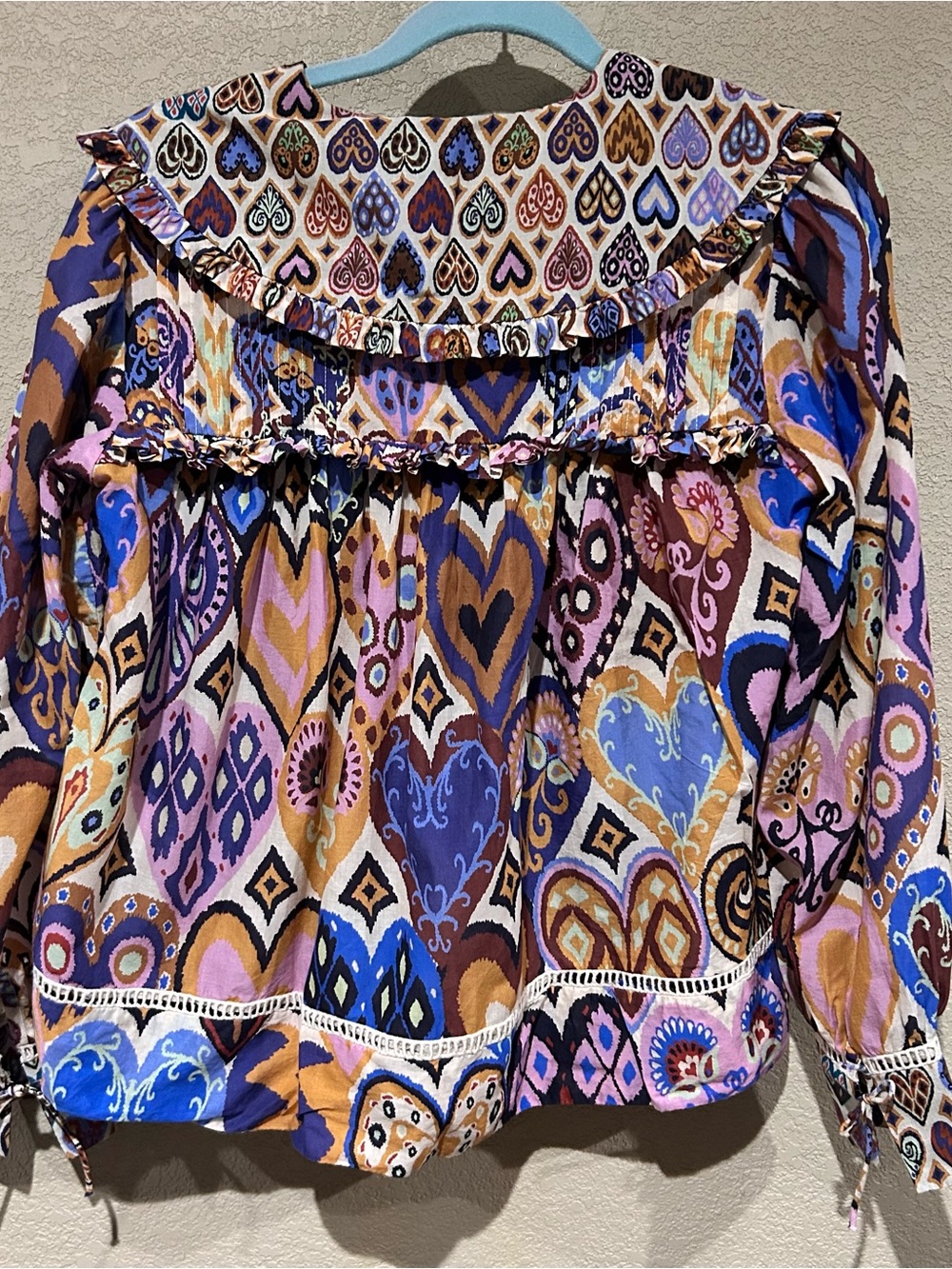 FARM RIO Hearts Ikat Cream Blouse, Women’s Small - Picture 6 of 10
